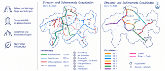 Graubünden Karte mit Strassen- und ÖV-Netz